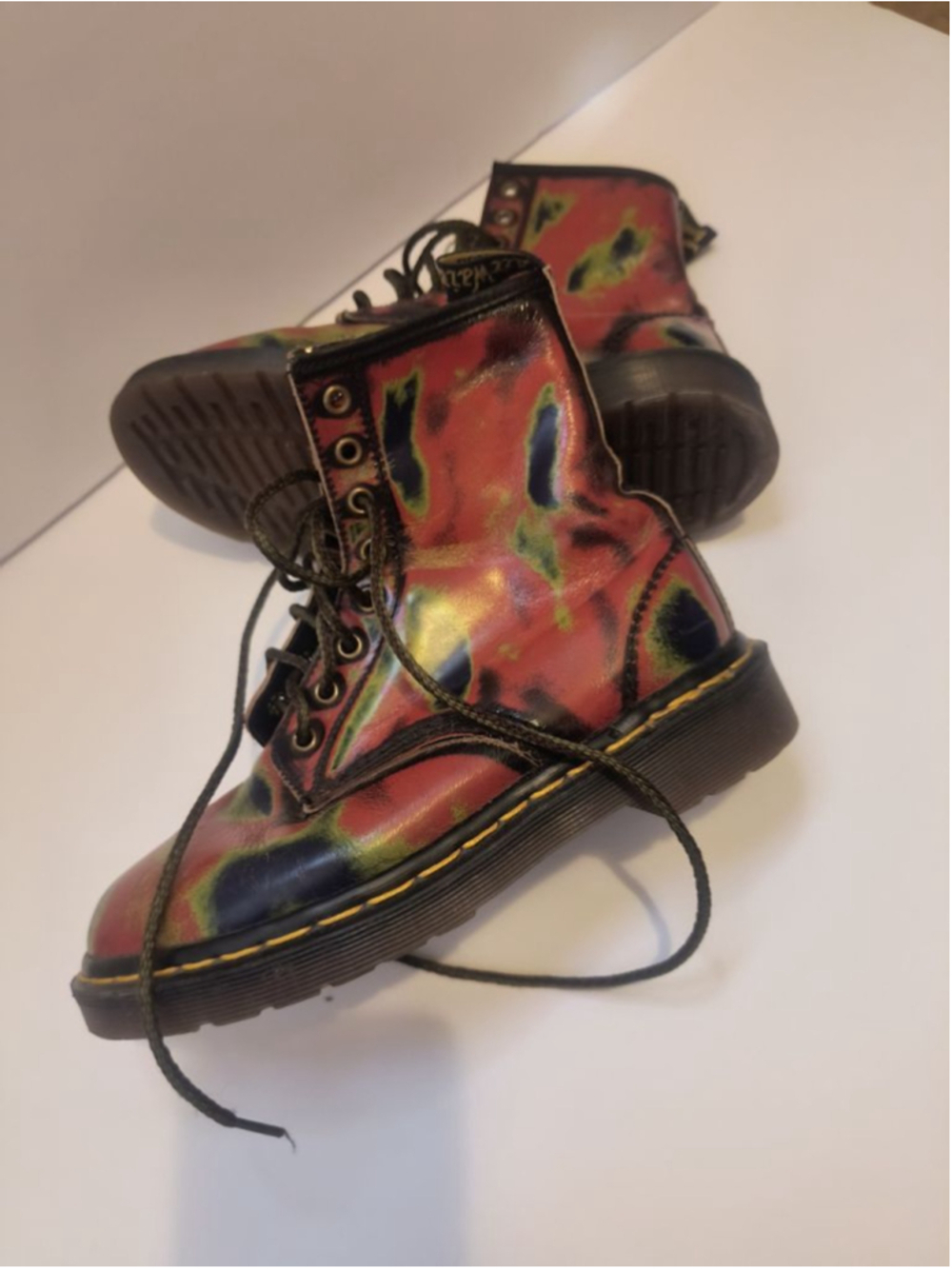Vintage Dr. Martens Made in England Tie Dye Rub Off Boots UK 4 US 6
